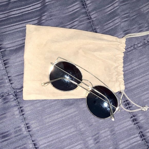 Free People Brow Bar Blue Mirror Sunglasses - Picture 3 of 3